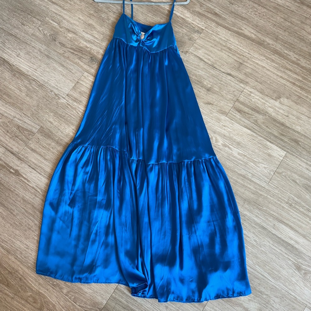 Audrey Brooke Vibrant Blue Satin Dress